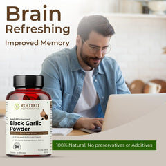 Rooted Actives Natural Garlic Capsules Aged & Fermented Black Garlic Capsules Rooted, Significantly Increases Its Beneficial Compounds | 60 Capsules 100gm 0.2lbs