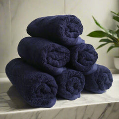 Heelium Bamboo Hand Towel 1200 Gsm | Ultra Absorbent & Anti-Bacterial 3x Softer Than Cotton Towels Pack Of 6 - Blue