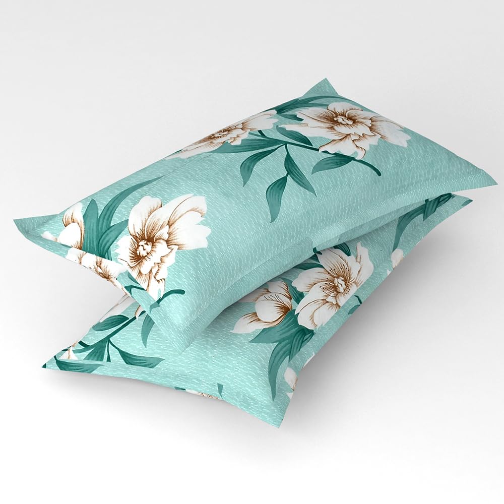 Double Bedsheet 1 Comforter 2 Pillow Covers - 90 X 100 Inches, Sea Green, 4 Pcs Bedding Set | Cotton Summer Ac Comforter Set King Size Double Bed