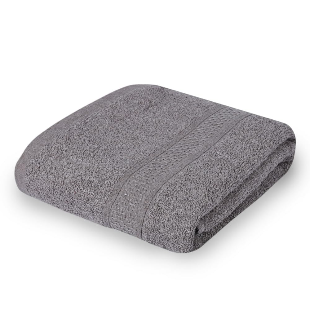 Fezora 100% Cotton Bath Towel 450 Gsm | Ultra Soft, Quick Dry, High Absorbency, Skin-Friendly Large Size Bath Towel (Grey)
