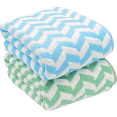 Patpug Coral Microfiber Ultrasoft Comfortable Highly Absorbent Quick Drying Large Bath Towel 700 Gsm (Green & Blue)- Pack Of 2