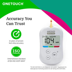 OneTouch Verio Flex Glucometer Machine | Simple & Accurate Testing Of Blood Sugar Levels At Home - Free 10 Test Strips + 10 Sterile Lancets + 1 Lancing Device