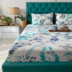 Double Bedsheet For Queen Size With 2 Pillow Cover - Size 88 X 100 Inches, White & Sky Blue | Ideal Gifting Choice For Housewarmings, Weddings, Or Anniversaries