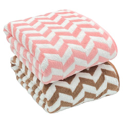 Patpug Coral Microfiber Ultrasoft Comfortable Highly Absorbent Quick Drying Large Bath Towel 700 Gsm (Brown & Pink)- Pack Of 2