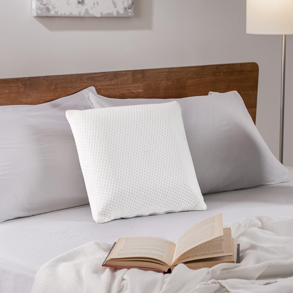 Memory Foam Cushion Pillow, Throw Pillow For Sofa, White - 14 X 14 Inches | Premium Fresh Hollow Fiber Filling | Furniture Cushion, Premium Comfort, Everyday Use, Bed Pillow - Set Of 4