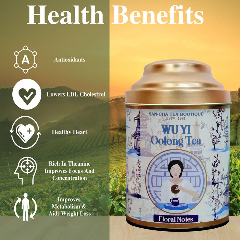 San-Cha Wuyi Oolong Tea - 50gm, 1.7 Ounce | Improves Metabolism & Aids Weight Management - Toasty & Floral Notes | Low Caffeine