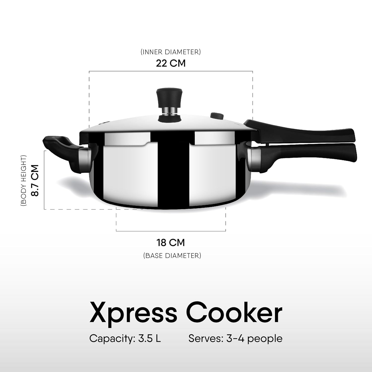 Xpress Cooker Triply Pressure Cooker Pan | Induction Based Cooker, Outer Lid Pressure Cooker, 3.5 Liters