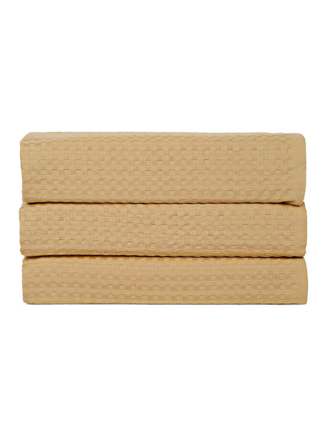 Eco Sense Basket Weave 100% Cotton Luxuriosly Bath Towels 1050 Gsm | Soft, Super Absorbent, Large Size Quick Dry Bath Towel - Sandal (Pack Of 3)