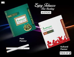 Aarogyam Herbals Pack Of 2 Flavours 100% Tobacco & Nicotine Free Cigarette For Relieve Stress & Mood Enhance Product Paan, Gulkand - 10 Sticks X 2 Packets