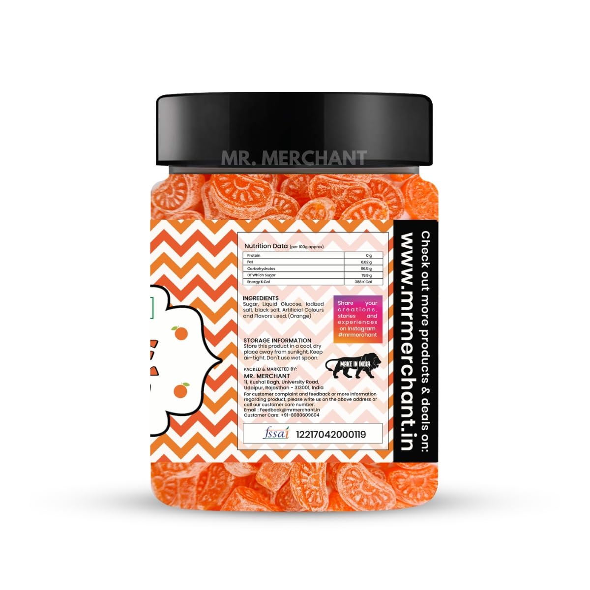 Mr. Merchant Orange Candy (Narangi Goli) 300gm, | Jar Pack