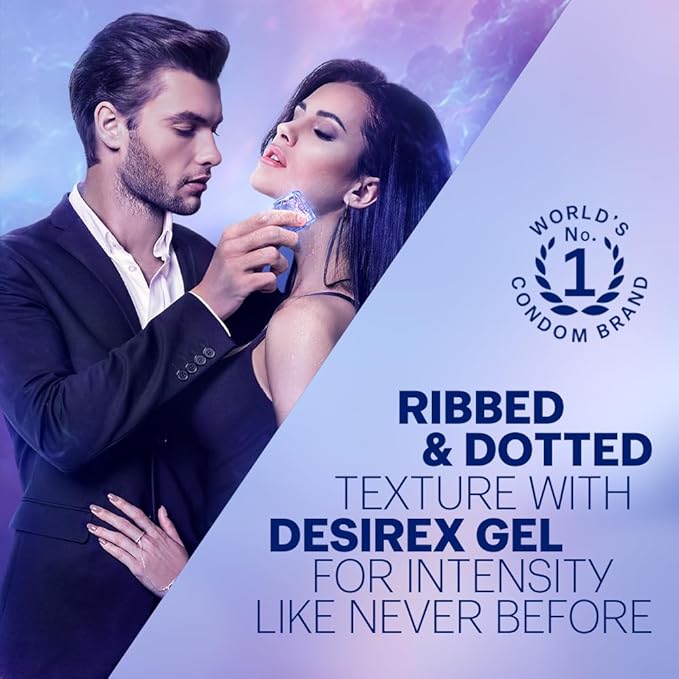 Durex Intense Condoms For Her - 10 Count | Dotted And Ribbed Condom With Desirex Gel