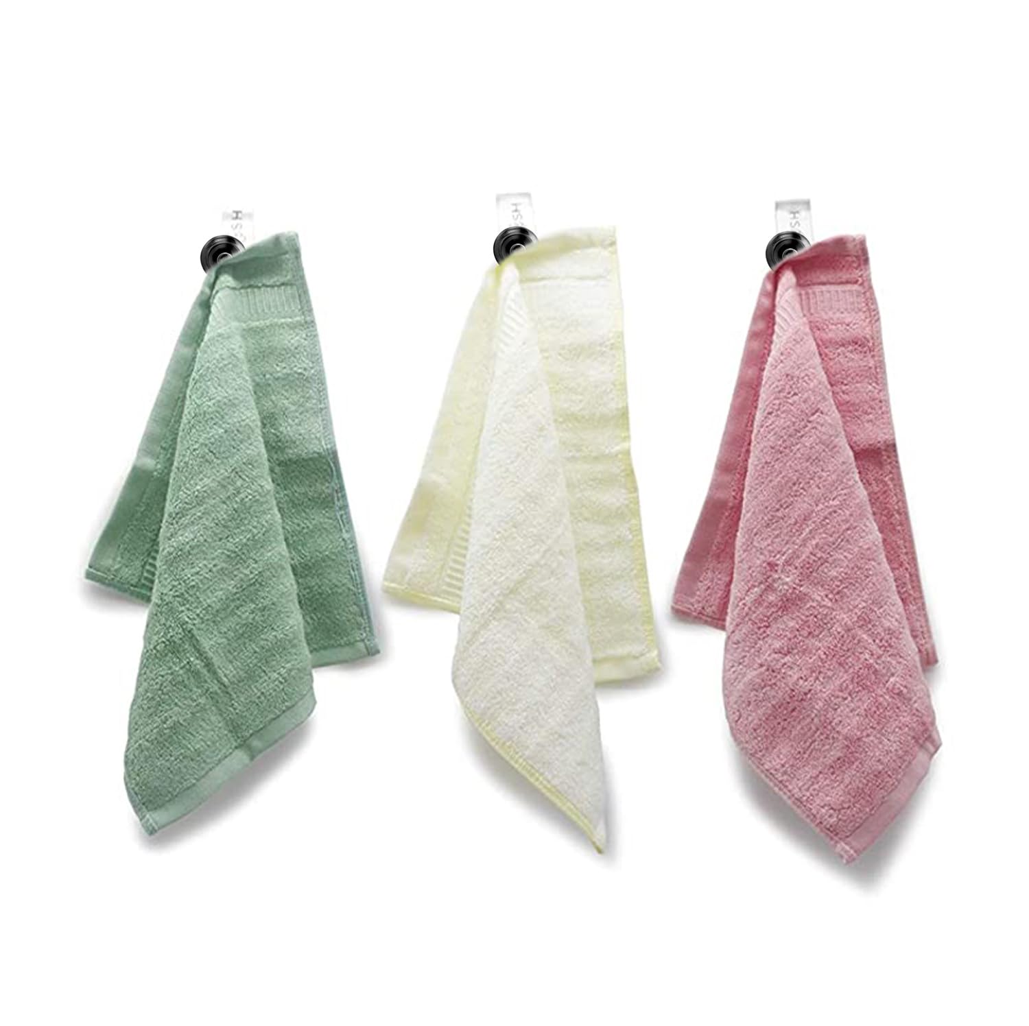 Mush 100% Bamboo Face Towel Set 550gsm | Anti Microbial Bamboo Face Towel For Women & Men | Set Of 12 - Olive Green, Cream, Navy Blue, Sky Blue, Grey Pink