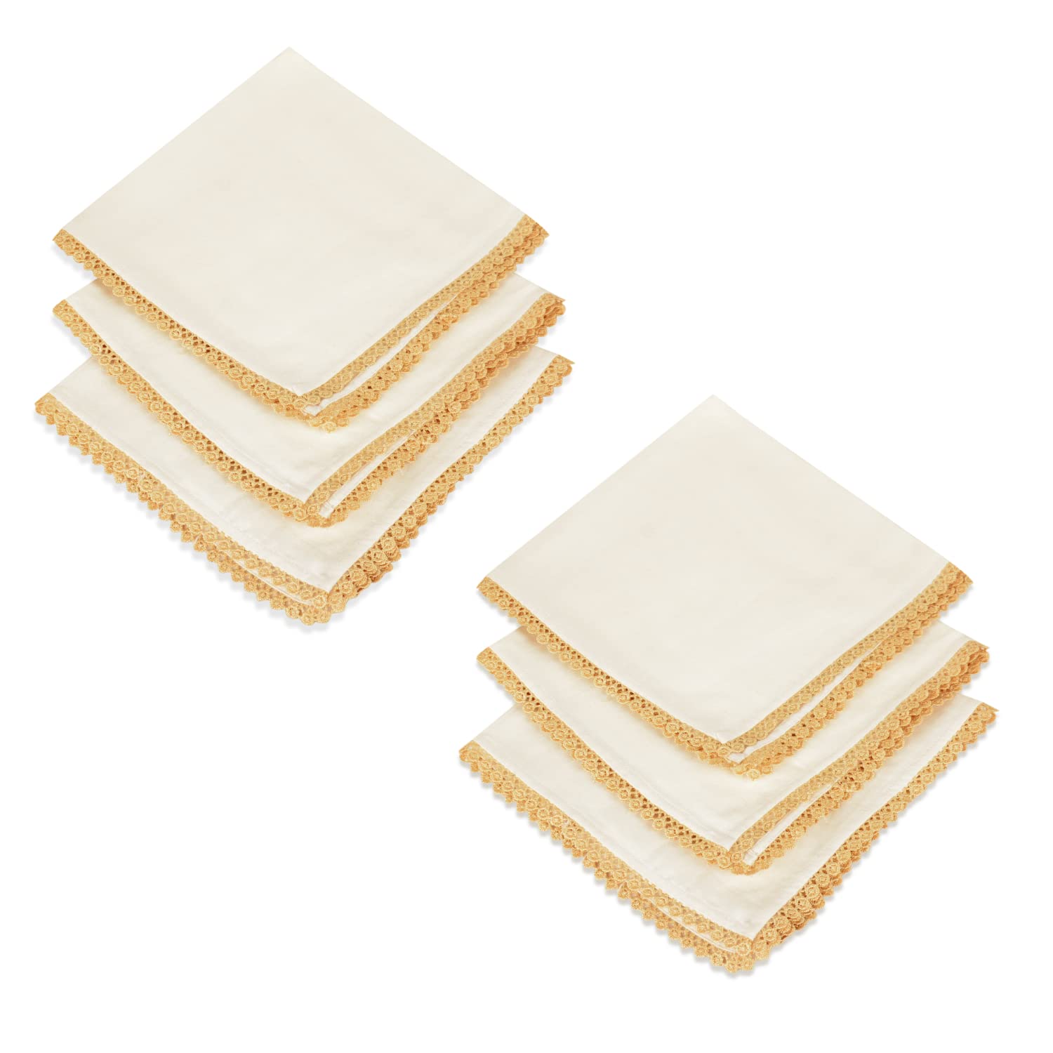 Ribbed Ceramic Dinner Serving Plates With 6 Complimentary Table Napkins Set Of 6 - Ivory, Diameter: 10 Inches | Full Plates - Ceramic Platter - Dazzling Riviera