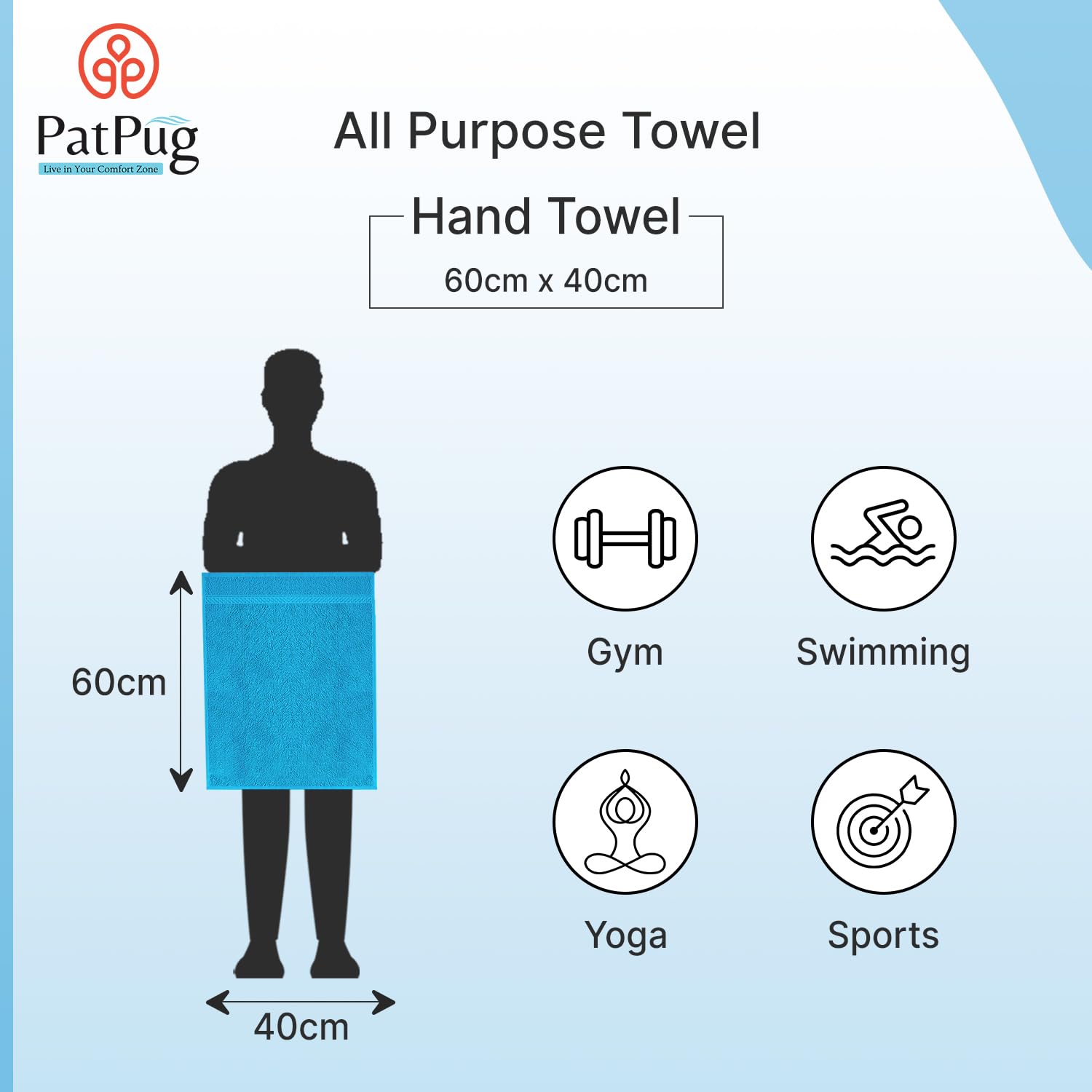 Patpug 100% Indian Ultra Soft Cotton Hand Towel 800 Gsm | For Gym, Workout, Yoga, Wash Basin (Olive Green & Cool Aqua) - 4 Piece
