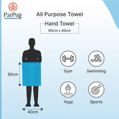Patpug 100% Indian Ultra Soft Cotton Hand Towel 800 Gsm | For Gym, Workout, Yoga, Wash Basin (Cool Aqua & Baby Pink) - 4 Piece