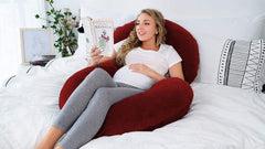 Pregnancy Pillow, Maternity Body Pillow For Sleeping, C Shaped Pillow, Maroon - 55 Inch | Full Body Pillow, Pregnancy Pillow For Pregnant Women, Support Belly & Back, Removable Velvet Cover