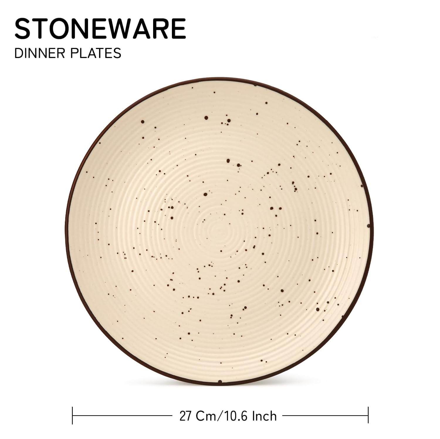 Ceramic Handmade Serving Dinner Plates Set Of 6 - 10.6 Inches, Beige | Stoneware - Dinnerware | Scratch Resistant, Microwave & Dishwasher Safe - Full Plate Set Crockery For Dining & Gifting