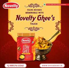 Natural Premium Cow Ghee Danedar By Novelty | Great Source Of Protein Fiber Desi Cow Ghee Good For Laddus | (1 Litr) 33.8 Ounce | Jar Pack