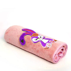 Cotton Bolls Textiles Bunny Bliss Microfiber Kids Bath Towel 350 Gsm | Quick Drying Towels For Baby Towel (Peach)