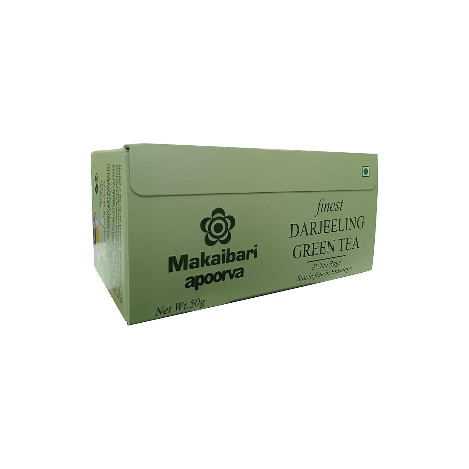 Makaibari Apoorva Finest Darjeeling Green Tea - Pack Of 3 X 50gm, 1.7 Ounce, 25 Tea Bags | Darjeeling Loose Leaf Green Tea - USDA Organic Certified Tea | Low Caffeine - Antioxidants, Immunity Booster