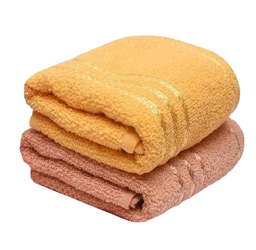 Weavers Villa Cotton Plain Soft Face/Hand Towel 400 Gsm (Multicolour) - Set Of 2