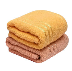 Weavers Villa Cotton Plain Soft Face/Hand Towel 400 Gsm (Multicolour) - Set Of 2