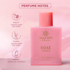 Bella Vita Luxury Rose Woman Eau De Parfum 100ml 3.4 Fl.oz. Perfect Gift For Wife | Long Lasting