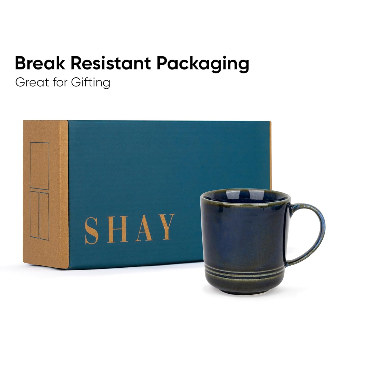 Large Ceramic Coffee Mug Set Of 2 - Blue Green, 400ml Each | Ceramic Mug With Glossy Finish - Mug For Coffee | Ceramic Coffee Mug - Porcelain Coffee Cup | Microwave Safe