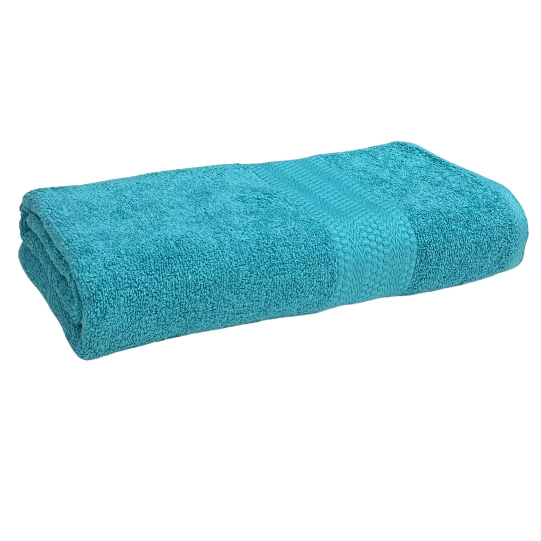 Stamio Cotton Bath Towel 600 Gsm | Two Ply Combed, Extra Soft & Absorbent Large Full Size Towels For Bathing, Home, Sports, Salon, Hotel Use (Turquoise Green)