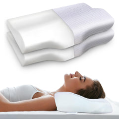 Cervical Pillow, For Neck Pain & Shoulder Pain Relief, White | Orthopedic Memory Foam Pillow, Cervical Pillow, Spondylitis - Ortho Neck Support, Medical Pillow | Long Lasting - Pack Of 2