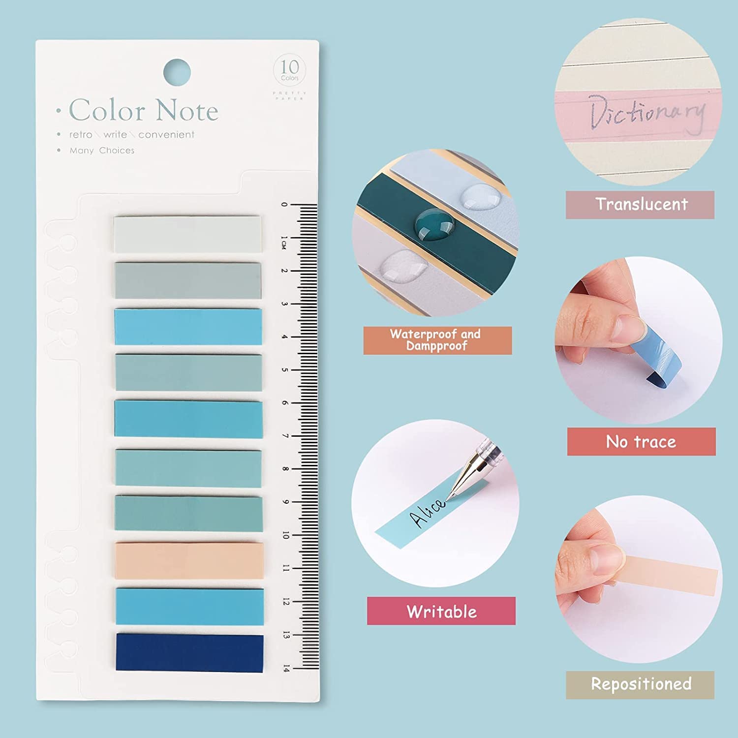 Sticky Book Tabs Colorful Annotation Tabs, Writable Transparent Sticky Notes - 3 Packs