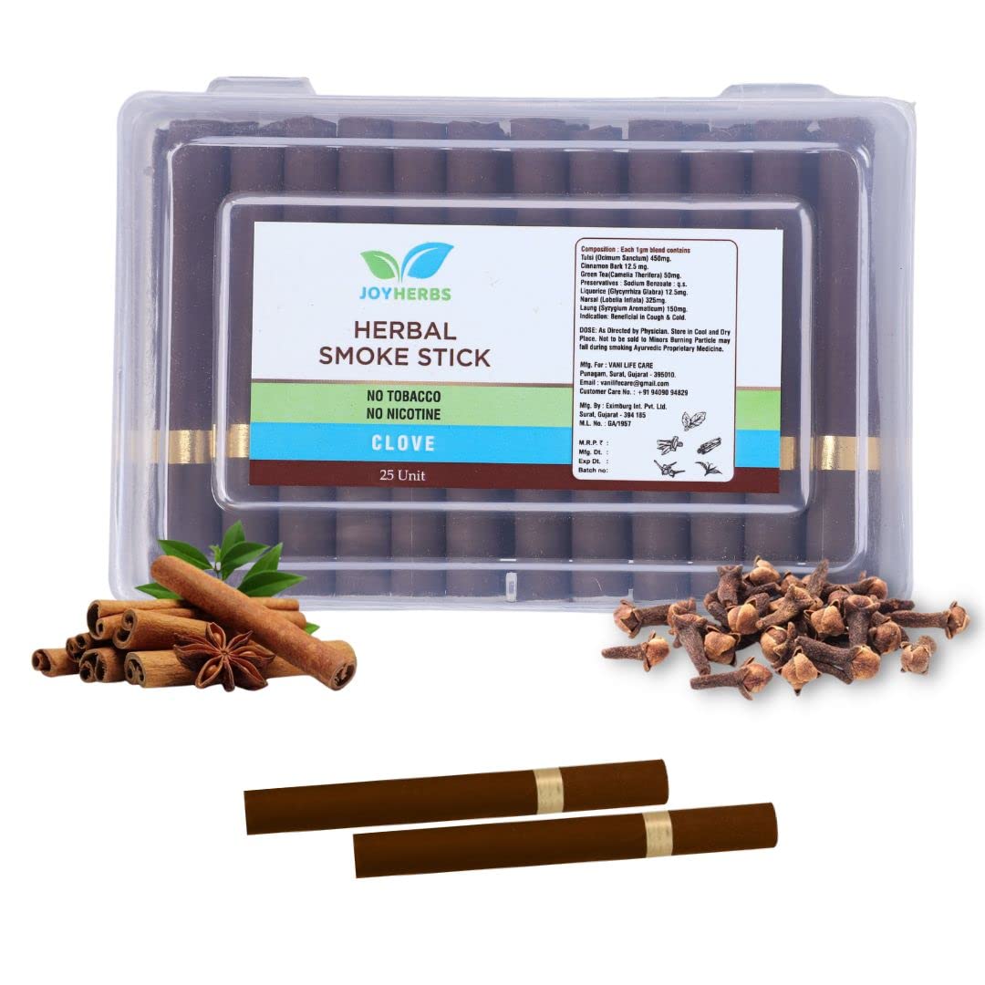 Herbals Clove Flavour Cigarette, Tobacco & Nicotine Free Herbal Smoke Sticks - 1 Packet 25 Sticks