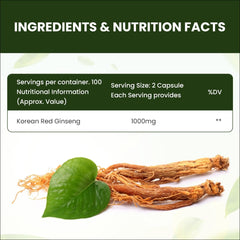 Sprowt Korean Red Ginseng 1000mg Capsules For Men | Supports Brain Function, Boosts Immunity, Energy & Focus | 100 Capsules 150gm 0.3lbs Each Pack Of 3