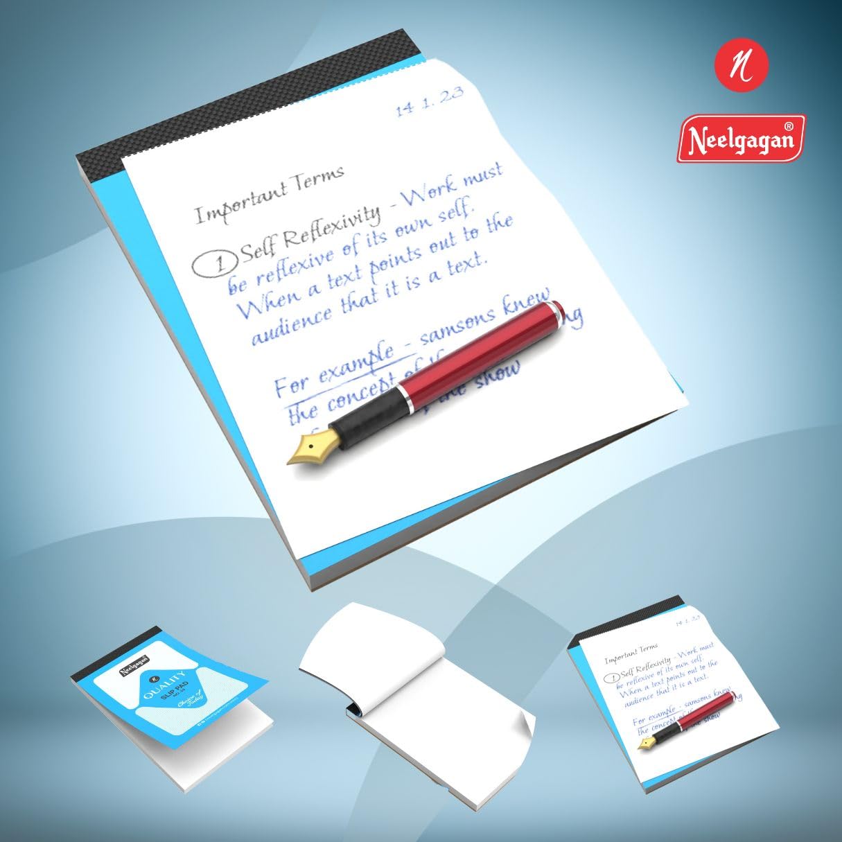 Slip Pad No.33, Plain With 80 Sheet 160 Pages, Ideal For Office, School & Personal Use, Pack Of 8
