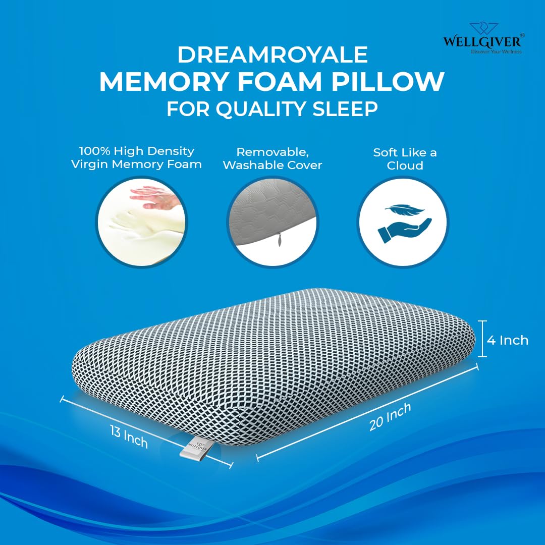 Orthopedic Memory Foam Deep Sleep Pillow, Standard Size - 20 X 13 X 4 Inch | Design For Neck & Shoulder Pain Relief, Removable Zipper Cover | Neck Support, Comfortable Pillow - Pack 1