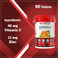 Pharmgrade Healthy Living Vitamin C , Natural Fruits Immunity Supplement For Men & Women , Antioxidants Skincare , Immunity Booster, Orange Peel | 60 Tablets , 100gm 0.2lbs , Each Pack Of 2