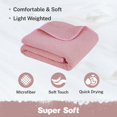 Fezora Microfiber Contler Bath Towels 320 Gsm | Large Size Bath Towel Soft & Absorbent Bath Towel For Men & Women (Light Pink)