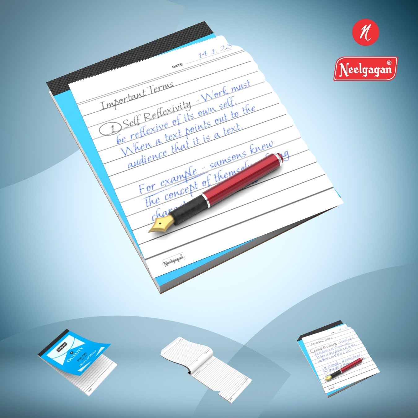 Slip Pad No.33 - Ruled Writing Pads, 80 Pages, Compact Size For Office, School, Pack Of 8