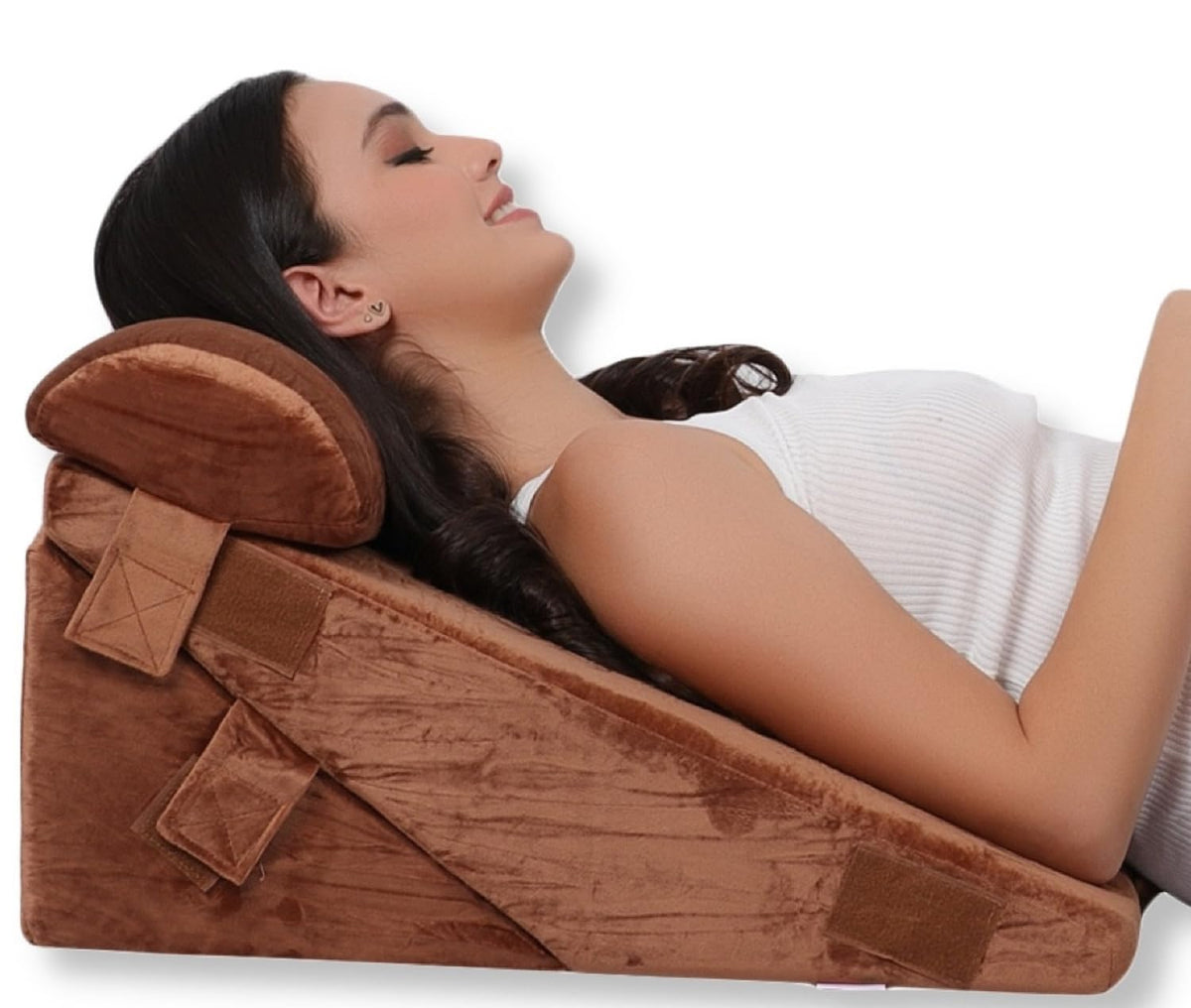 Memory Foam Orthopedic Bed Wedge Pillow, For Head Rest, Back Support - Brown | Adjustable Wedge Cushion For Sleeping, Acid Reflux, Heartburn, Gerd Leg Support | Comfort, Pregnancy Pillow