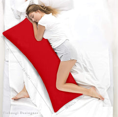 Microfiber Full Body Pillow, For Pregnancy Pillow, Dark Red - 54 X 18 Inches | Maternity Pillow For Sleeping, Pregnancy, Hugging, Natural Rayon Cotton Removable Cover - Pack Of 1