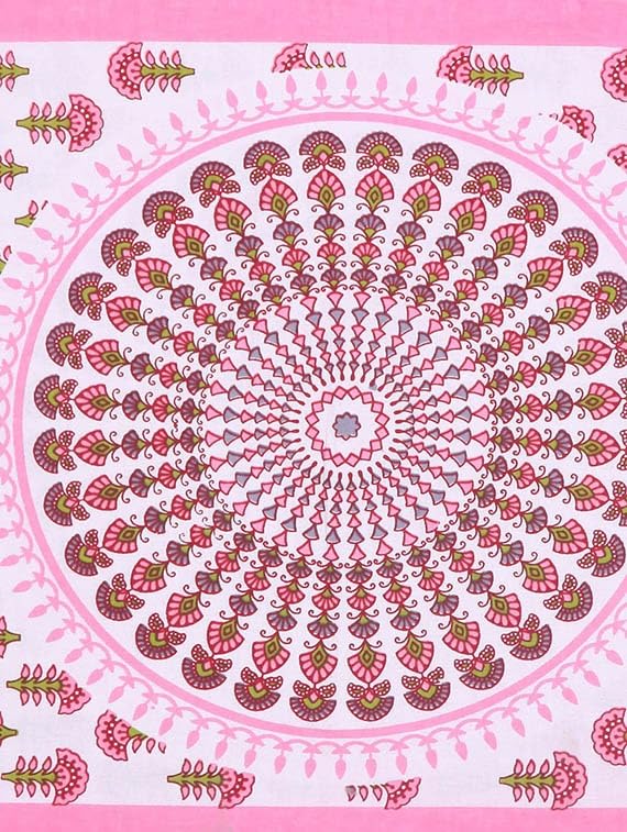 100% Cotton Double Size Bedsheet With 2 Matching Pillow Covers - 90 X 100 Inches, White & Pink | Designer Printed Bedsheet Set - Naturally Soft, Breathable, & Skin-Friendly