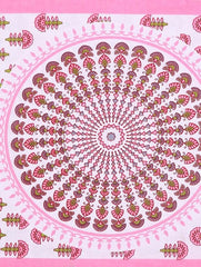 100% Cotton Double Size Bedsheet With 2 Matching Pillow Covers - 90 X 100 Inches, White & Pink | Designer Printed Bedsheet Set - Naturally Soft, Breathable, & Skin-Friendly