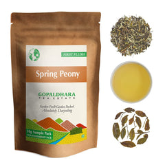 Gopaldhara Darjeeling Rare First Flush Tea Sample Pouches - Pack Of 6 Teas X 10gm, 0.35 Ounce Each | First Flush Low Caffeine Loose Leaves