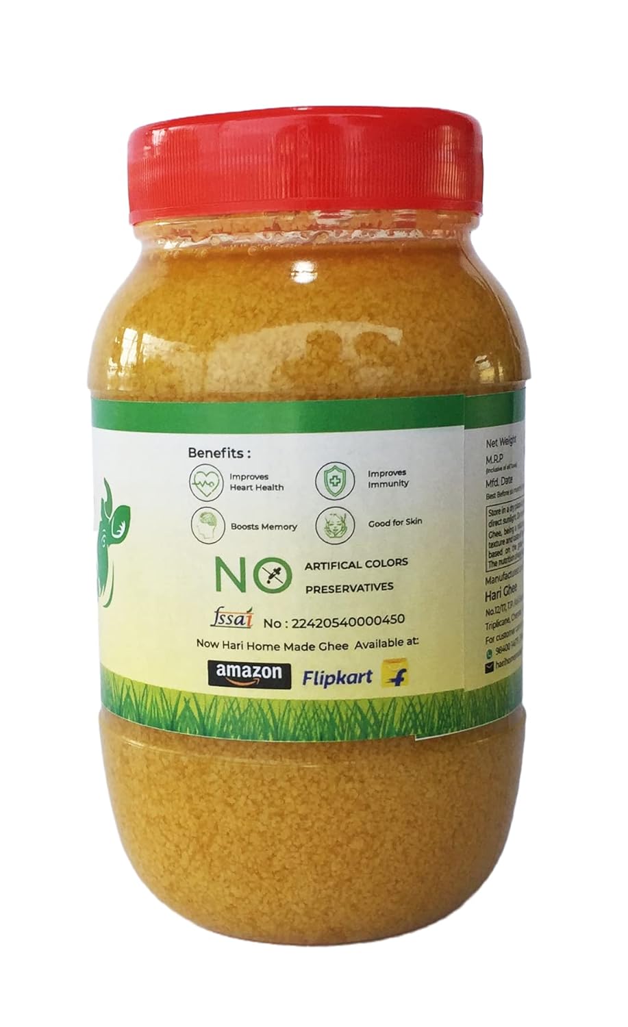 100% Natural Desi Cow Ghee By Hari Home Made Ghee | Delicious Healthy & Nutritious Danedar Cow Ghee Good For Sweets | (250ml) 8.4 Ounce | Jar Pack