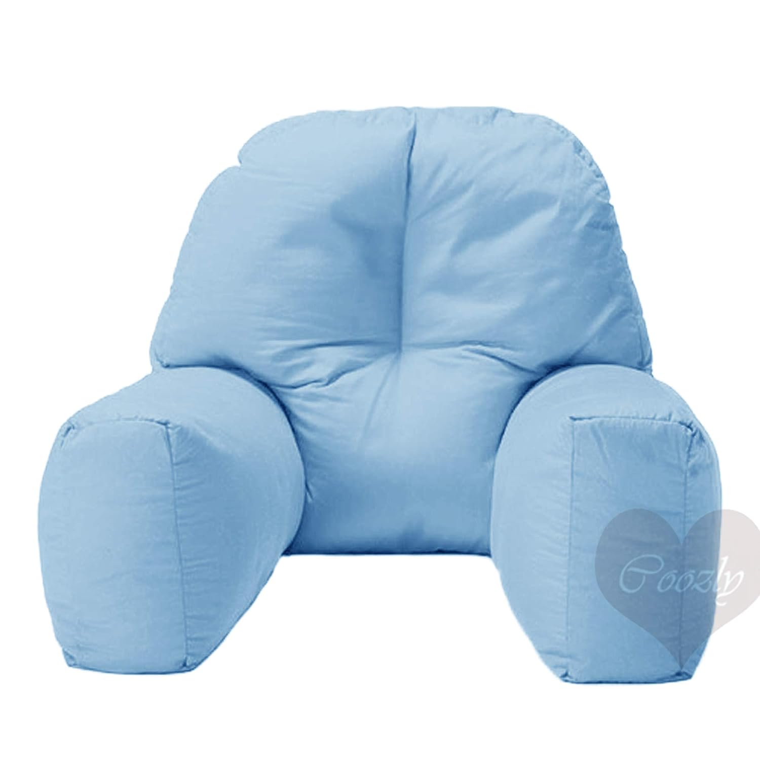 Backrest & Reading Pillow, Bed Support Pillow With High Armrests, Light Blue - X Large Size | 100% Cotton Removable Cover | For Back & Shoulder Support, Comfortable Pillow - Pack Of 1