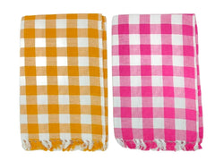 Bombay Dyeing Rimzim 100% Cotton Printed Soft & Slick Quick Drying Bath Towels 500 Gsm (Orange & Pink) - 2 Pcs