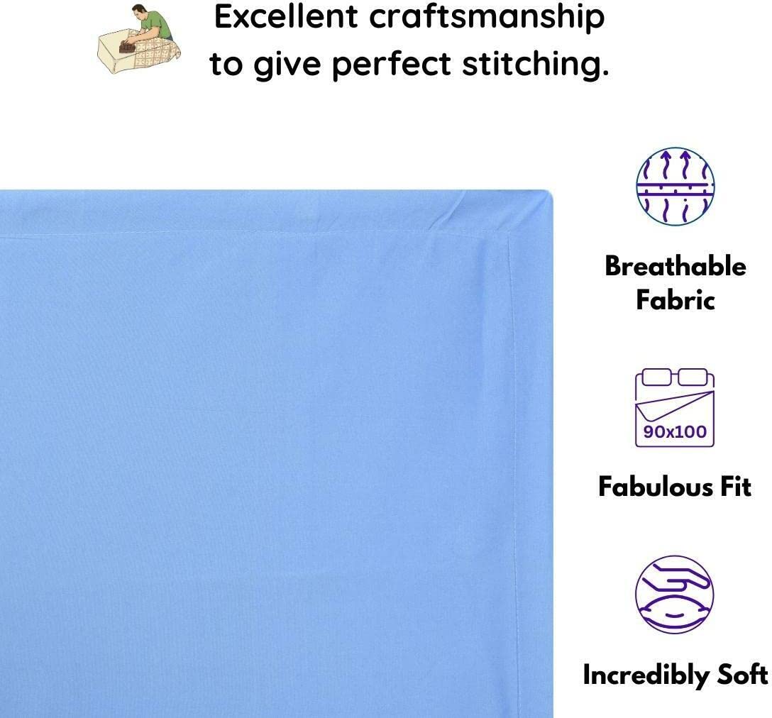 Microfiber Double Bed Bedsheet With 2 Pillow Covers Double Bed Sheet King Size - Size 90 X 95 Inches, Sky Blue | 144 TC King Size Perfect Bedsheet