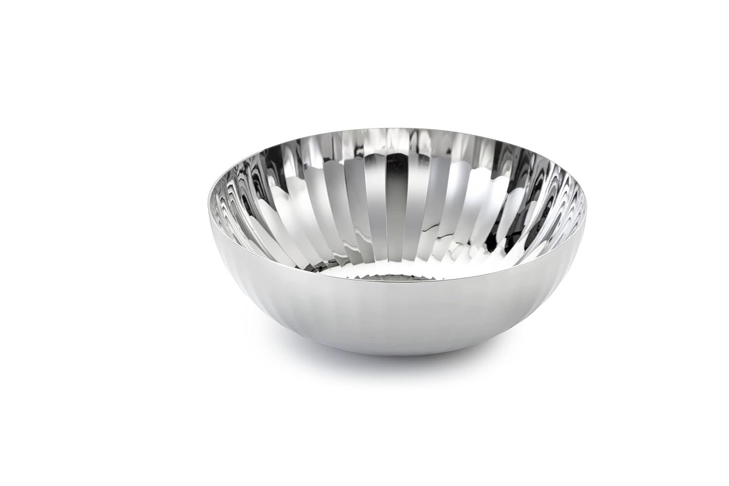Silver Stainless Steel Katori Set Of 6 - Ribbed Pattern | Luxury Gift Collection, Mirror Finish - Premium Dahi Bhalla Bowls Wati | Serveware, Dinnerware & Tableware - Rhythm Garden Series