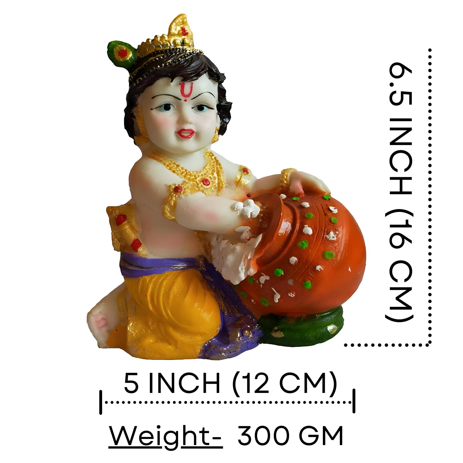 Makhan Chor, Laddu Gopal Ji, Bal Gopal Statue, Resin, Multicolor, All Festivals, Special Occasions Like Janmashtami, Lord Krishna Idol, Handmade Baby Krishna Statue