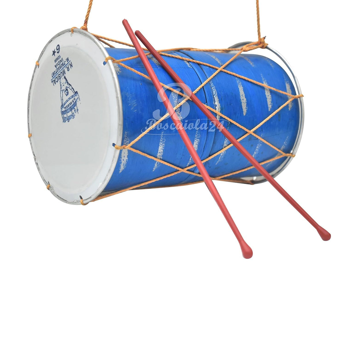 Mini Dholak For Kids Or Decoration With 2 Sticks - Blue | Perfectly Symmetric Round Dholak - Dholak For Festival, Wedding, Satsang | Punjabi Dhol Drum, Housewarming Gifts